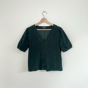 Madewell Corduroy Dark Green Button Top